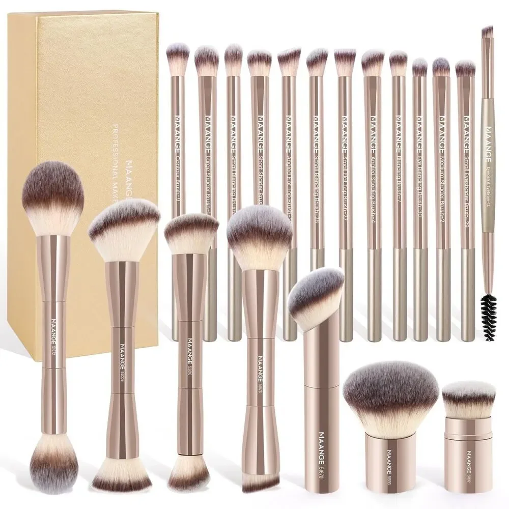 Maange 20 Pcs Double-End Multi-functional Makeup Brushes Set With Gift Box